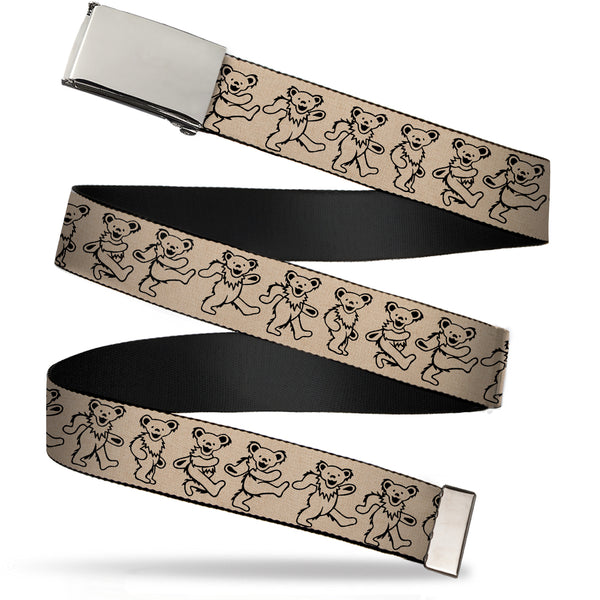 Buckle-Down Chrome Buckle Web Belt - Dancing Bears Hemp/Black Webbing