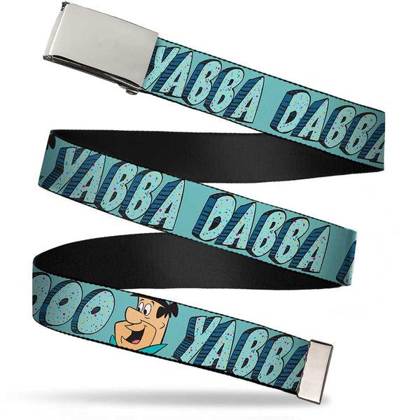 Buckle-Down Chrome Buckle Web Belt - Fred Face YABBA DABBA DOO Blues Webbing