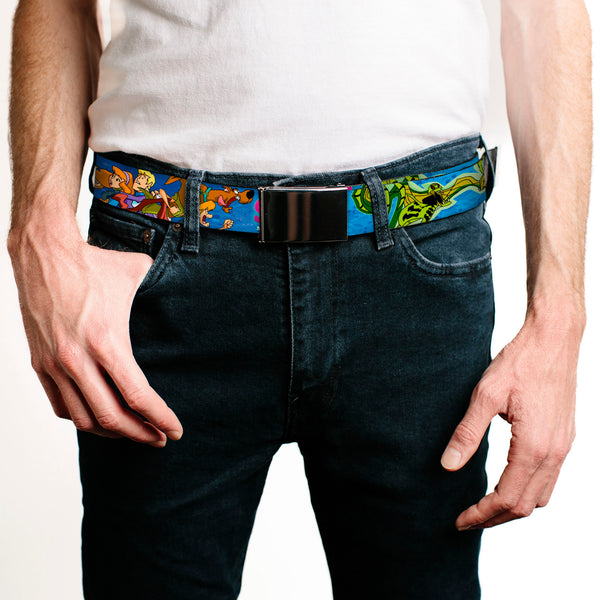 Buckle-Down Chrome Buckle Web Belt - SCOOBY DOO INC. Group W/Slime Mutant Webbing