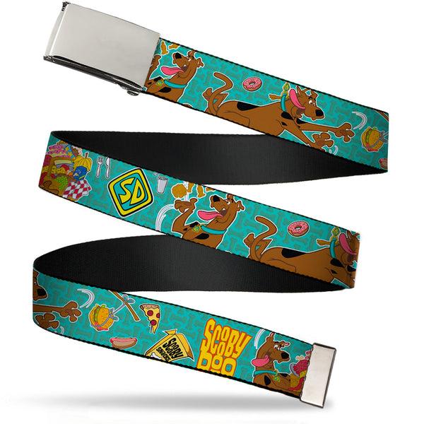 Buckle-Down Chrome Buckle Web Belt - Scooby Doo & Snacks/Bone Monogram Blues Webbing
