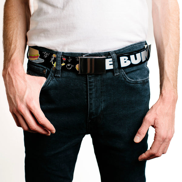 Buckle-Down Chrome Buckle Web Belt - SpongeBob & Krabby Patty NICE BUNS Webbing