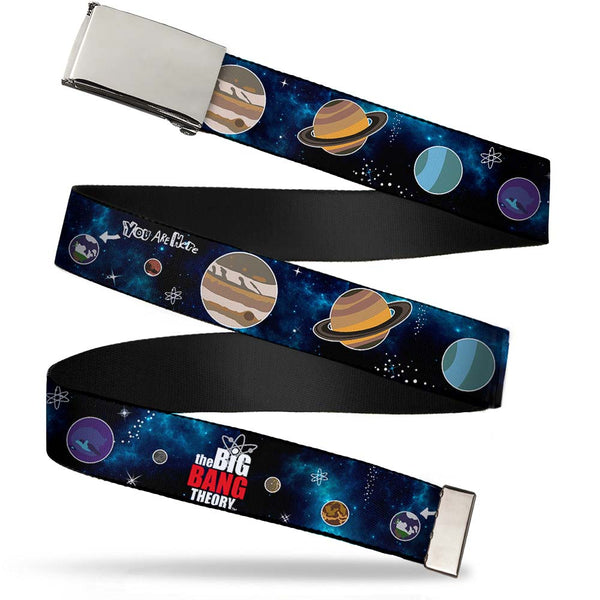 Buckle-Down Chrome Buckle Web Belt - THE BIG BANG THEORY Planets/Space Webbing