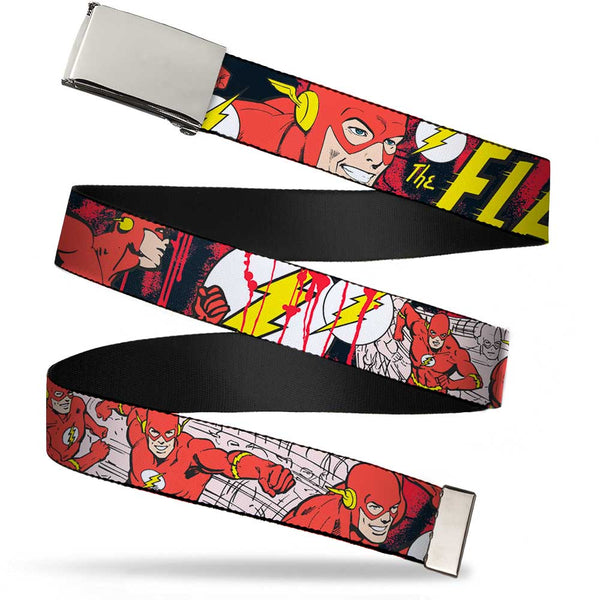 Buckle-Down Chrome Buckle Web Belt - The Flash in Action Webbing