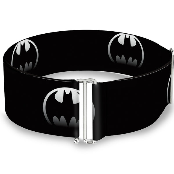Buckle-Down Cinch Waist Belt - Bat Signal-4 Black Silver Fade