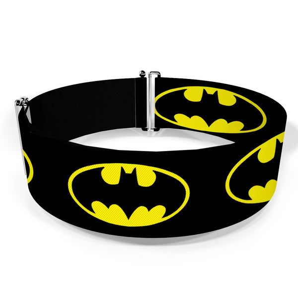 Buckle-Down Cinch Waist Belt - Batman Shield-2 Black Yellow