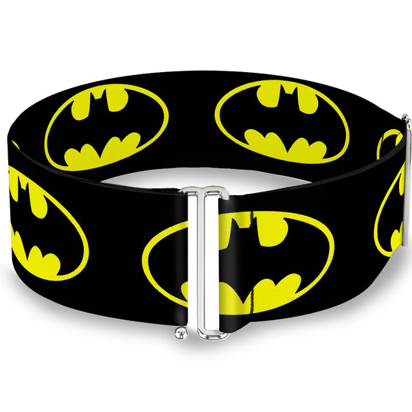 Buckle-Down Cinch Waist Belt - Batman Shield-2 Black Yellow