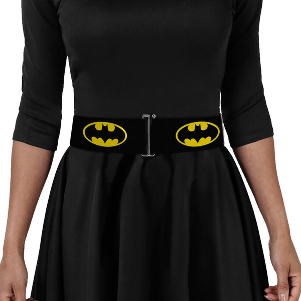 Buckle-Down Cinch Waist Belt - Batman Shield Black Yellow