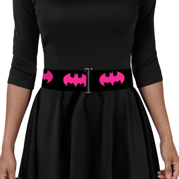 Buckle-Down Cinch Waist Belt - Batman Signal Black Fuchsia