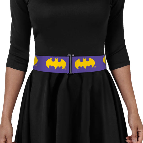 Buckle-Down Cinch Waist Belt - Batman Signal Purple Yellow