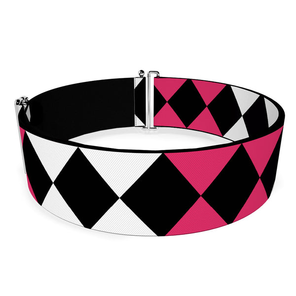 Buckle-Down Cinch Waist Belt - Birds Of Prey Harley Quinn Diamonds Split White Black Pink Black