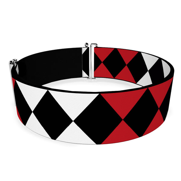 Buckle-Down Cinch Waist Belt - Birds Of Prey Harley Quinn Diamonds Split White Black Red Black