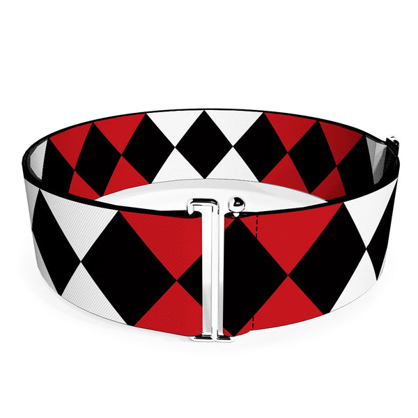 Buckle-Down Cinch Waist Belt - Birds of Prey Harley Quinn Diamonds Split White Black Red Black