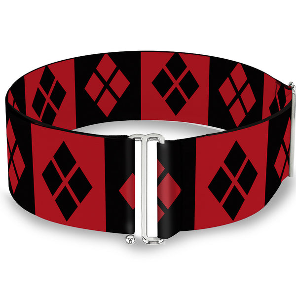 Buckle-Down Cinch Waist Belt - Harley Quinn Diamond Blocks Red Black Black Red