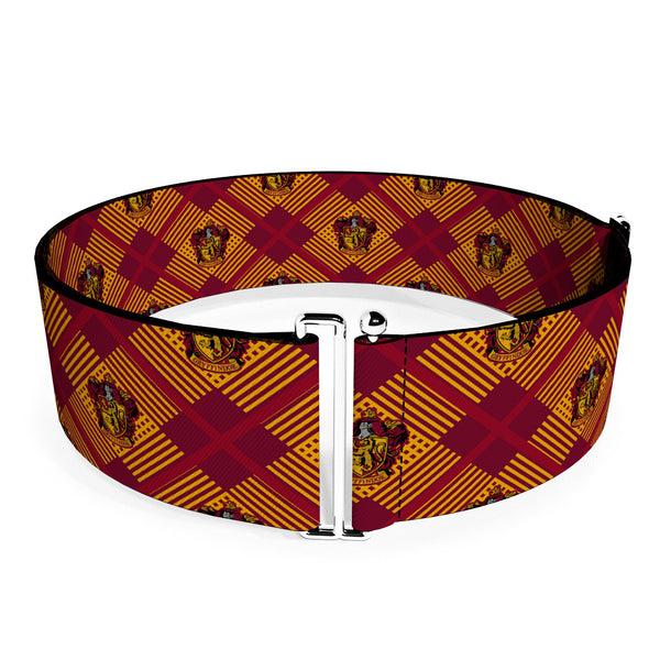 Buckle-Down Cinch Waist Belt - Harry Potter Gryffindor Crest Plaid Reds Gold