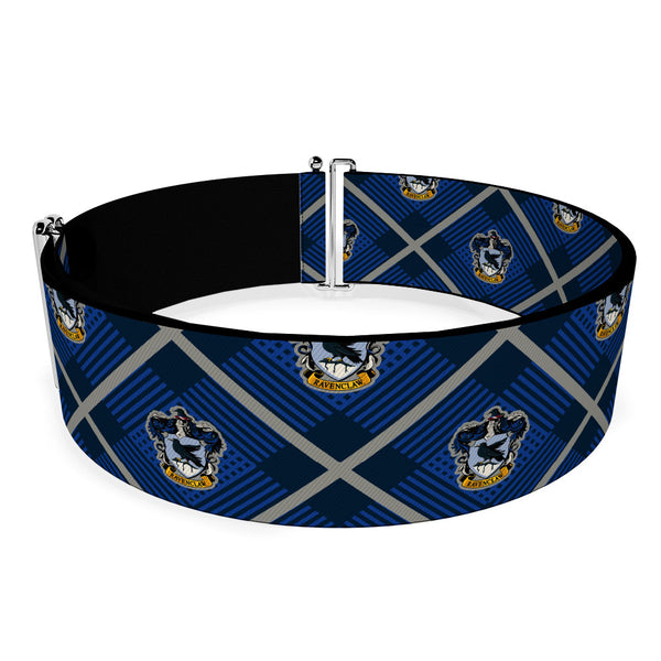 Buckle-Down Cinch Waist Belt - Harry Potter Ravenclaw Crest Plaid Blues Gray