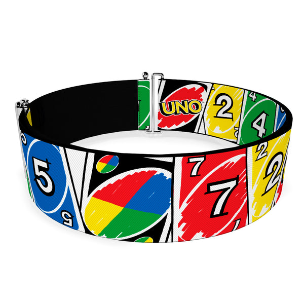 Buckle-Down Cinch Waist Belt - UNO Cards Lineup Stack Multi Color