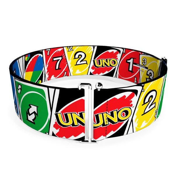 Buckle-Down Cinch Waist Belt - UNO Cards Lineup Stack Multi Color