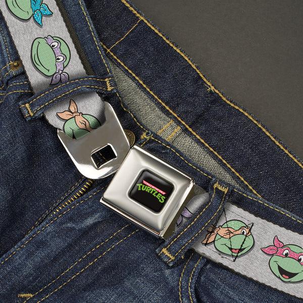 Buckle-Down Classic TEENAGE MUTANT NINJA TURTLES Logo Seatbelt Belt - Teenage Mutant Ninja Turtles Expressions Gray Webbing
