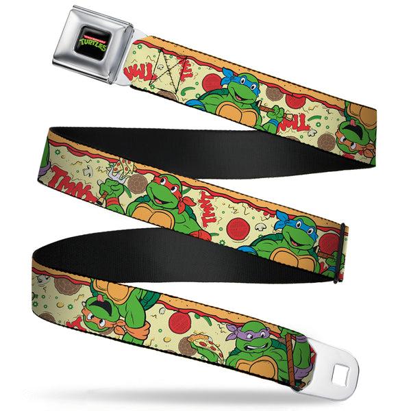 Buckle-Down Classic TMNT Logo Full Color Seatbelt Belt - Classic TMNT Turtle Pizza Webbing