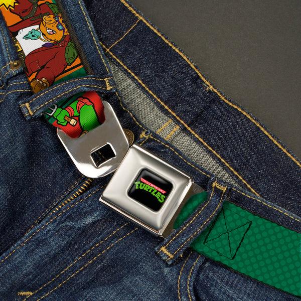 Buckle-Down Classic TMNT Logo Full Color Seatbelt Belt - Classic TEENAGE MUTANT NINJA TURTLES Character Comic Scenes Webbing