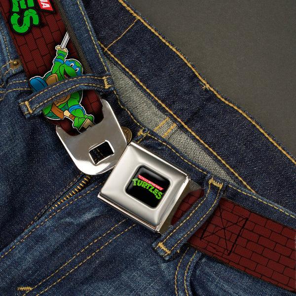 Buckle-Down Classic TMNT Logo Full Color Seatbelt Belt - Classic TEENAGE MUTANT NINJA TURTLES Battle Poses/Group Pose7 Webbing