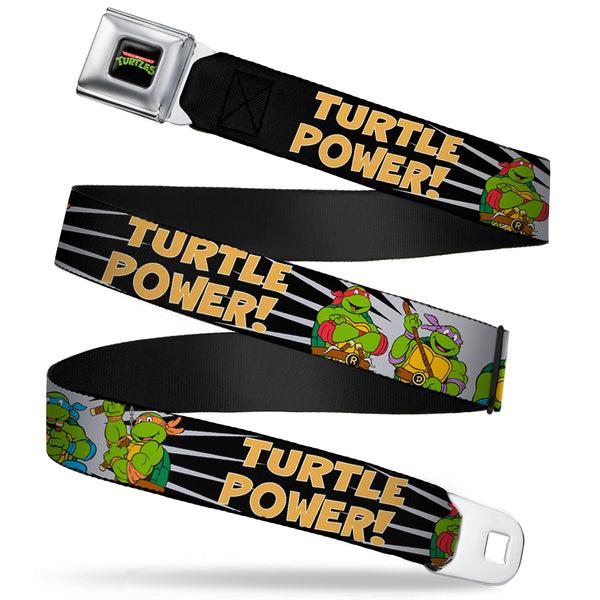 Buckle-Down Classic TMNT Logo Full Color Seatbelt Belt - Classic Teenage Mutant Ninja Turtles Group Pose/TURTLE POWER Webbing