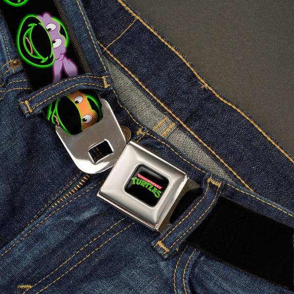 Buckle-Down Classic TMNT Logo Full Color Seatbelt Belt - Classic Teenage Mutant Ninja Turtles Electric Expressions Black/Multi Neon Webbing