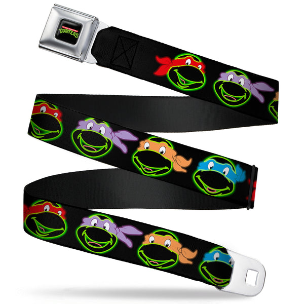 Buckle-Down Classic TMNT Logo Full Color Seatbelt Belt - Classic Teenage Mutant Ninja Turtles Electric Expressions Black/Multi Neon Webbing