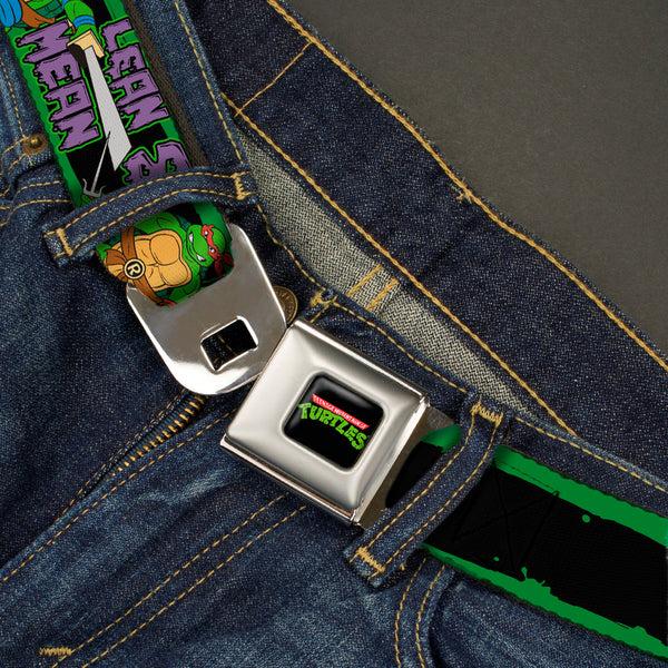 Buckle-Down Classic TMNT Logo Full Color Seatbelt Belt - Classic TEENAGE MUTANT NINJA TURTLES Logo/Group Pose5/LEAN MEAN & GREEN Webbing