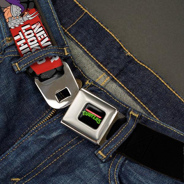 Buckle-Down Classic TMNT Logo Full Color Seatbelt Belt - Shredder Poses BAD NEVER LOOKED THIS GOOD Webbing