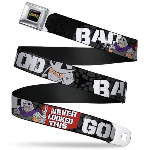 Buckle-Down Classic TMNT Logo Full Color Seatbelt Belt - Shredder Poses BAD NEVER LOOKED THIS GOOD Webbing