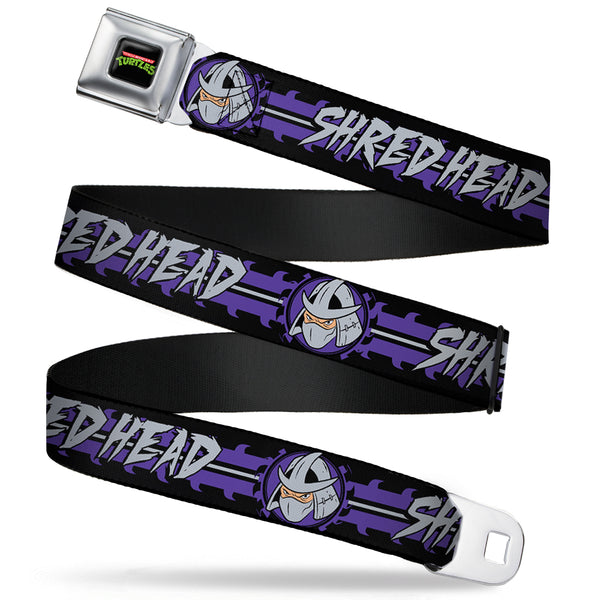 Buckle-Down Classic TMNT Logo Full Color Seatbelt Belt - Shredder Head SHRED HEAD/Stripe Black/Purple/Gray Webbing