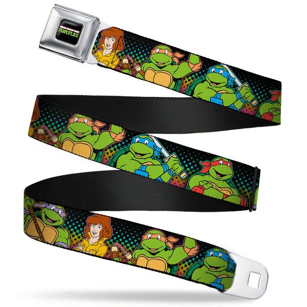 Buckle-Down Classic TMNT Logo2 Full Color Seatbelt Belt - Classic TMNT Logo2/Turtles & April Pose Halftone Multi Color/Black Webbing Buckle-Down Classic TMNT Logo2 Full Color Seatbelt Belt - Classic TMNT Logo2/Turtles & April Pose Halftone Multi Color/Black Webbing