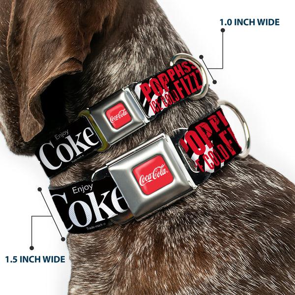 Buckle-Down COCA-COLA Script Logo Full Color Red/White Seatbelt Buckle Collar - Coca-Cola ENJOY COKE IT'S THE REAL THING Kiss Black/White/Red