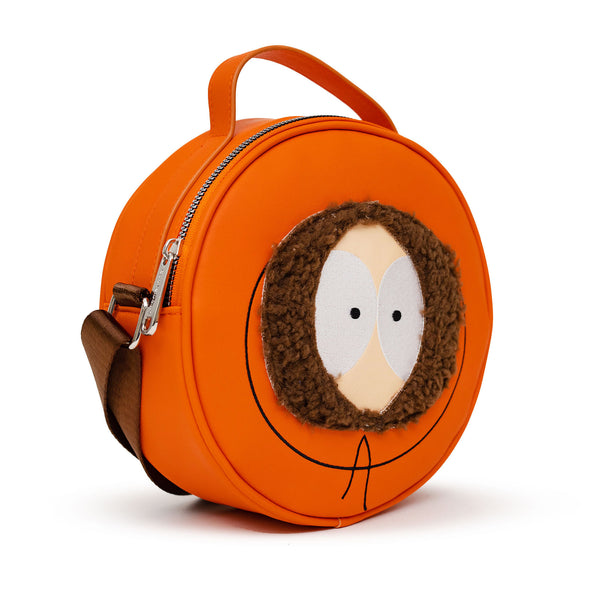 Buckle-Down Comedy Central Bag Cross Body Round South Park Kenny Face Close Up With Fur And Embroidery Orange Vegan Leather