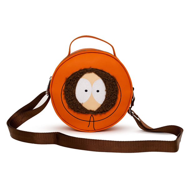 Buckle-Down Comedy Central Bag Cross Body Round South Park Kenny Face Close Up With Fur And Embroidery Orange Vegan Leather