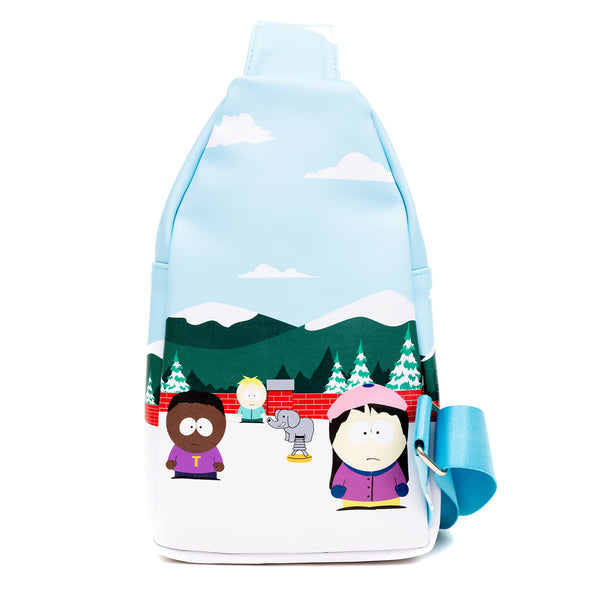 Buckle-Down Comedy Central Bag Sling South Park Boys Group Pose Applique Multi Color Vegan Leather