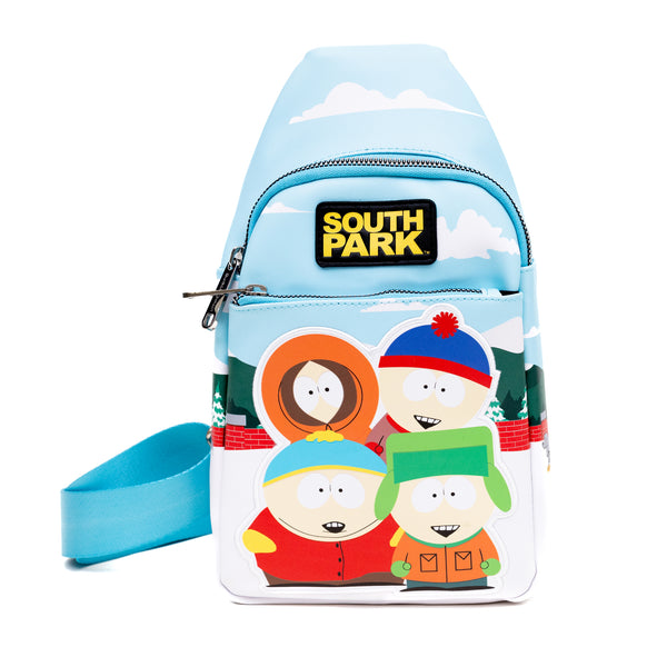 Buckle-Down Comedy Central Bag Sling South Park Boys Group Pose Applique Multi Color Vegan Leather