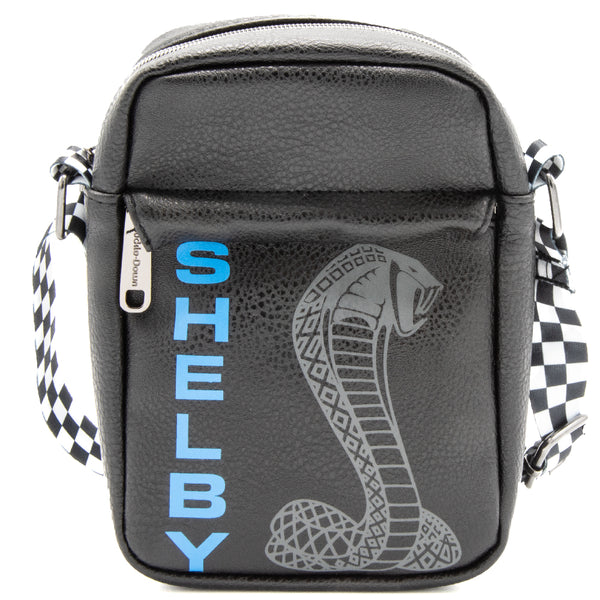 Buckle-Down Crossbody Wallet - Carroll Shelby SHELBY Text Super Cobra Black Blue Gray