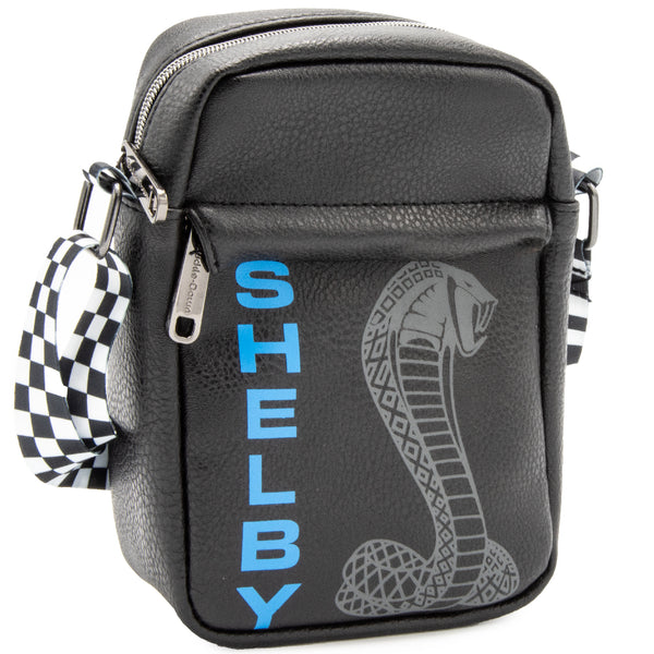 Buckle-Down Crossbody Wallet - Carroll Shelby SHELBY Text Super Cobra Black Blue Gray