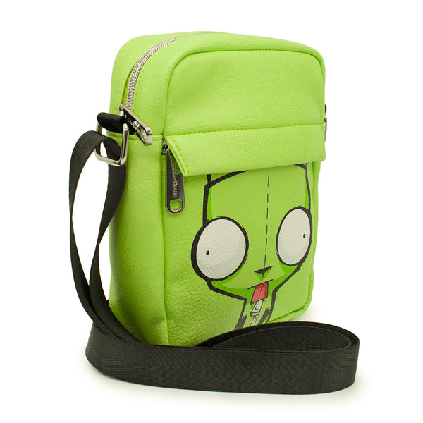 Buckle-Down Crossbody Wallet - Invader Zim GIR Face CLOSE-UP Lime Green