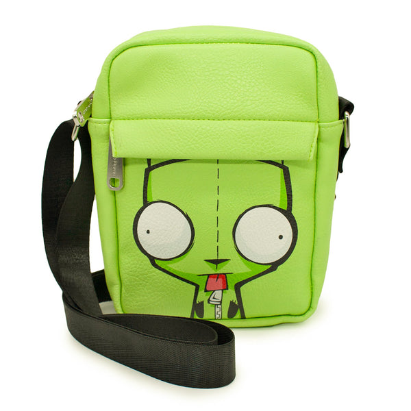 Buckle-Down Crossbody Wallet - Invader Zim GIR Face CLOSE-UP Lime Green