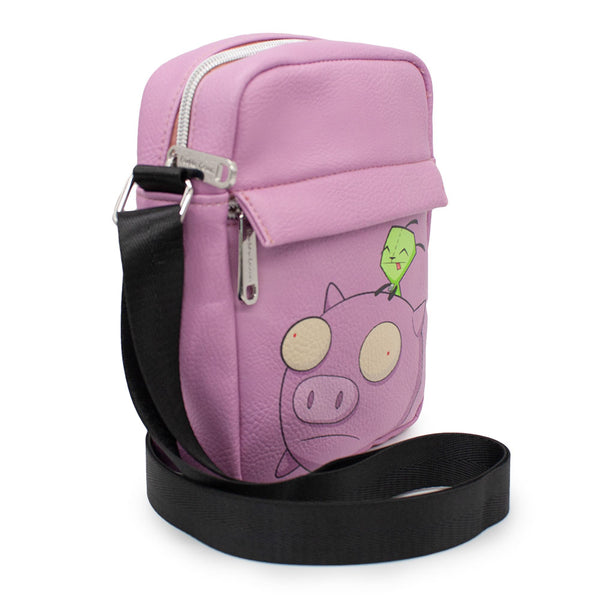Buckle-Down Crossbody Wallet - Invader Zim GIR Riding Piggy Pose Pink