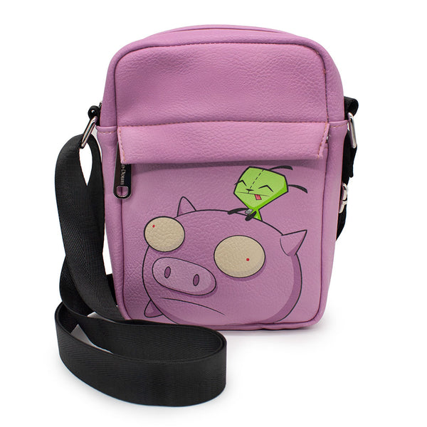 Buckle-Down Crossbody Wallet - Invader Zim GIR Riding Piggy Pose Pink