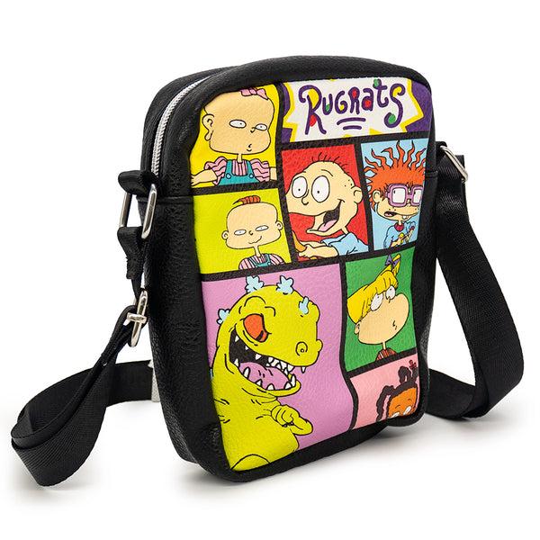 Buckle-Down Crossbody Wallet - Rugrats 7-Character Pose Blocks Black