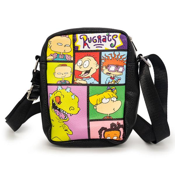Buckle-Down Crossbody Wallet - Rugrats 7-Character Pose Blocks Black
