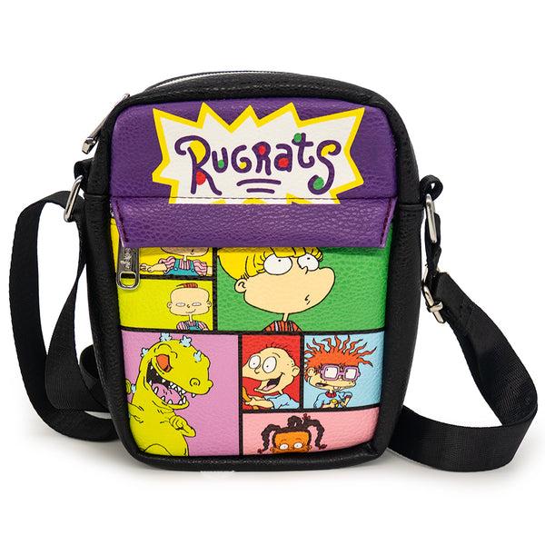 Buckle-Down Crossbody Wallet - Rugrats 7-Character Pose Blocks Black