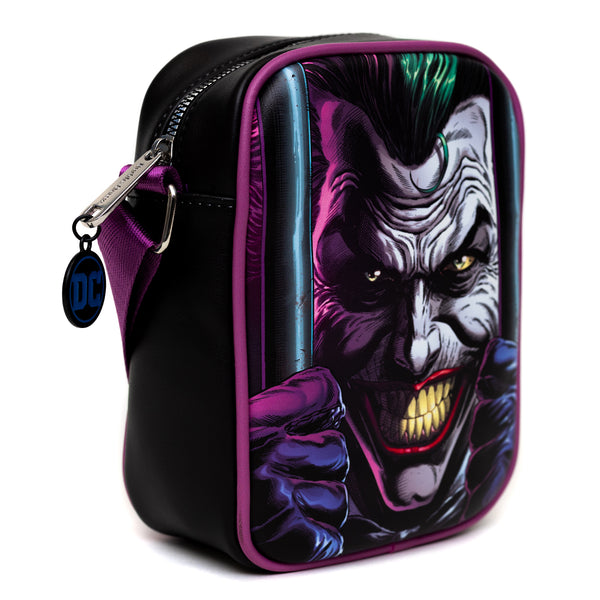 Buckle-Down DC Comics Bag Cross Body DC Comics Joker Jail Break And Batman Comic Book Poses Black Vegan Leather