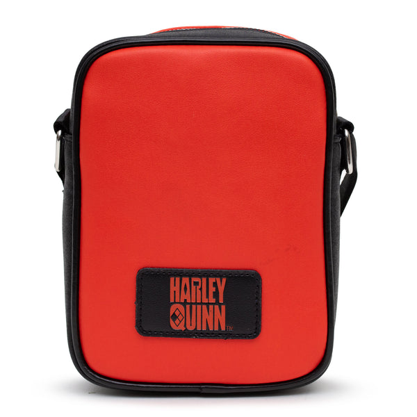 Buckle-Down DC Comics Bag Cross Body Harley Quinn Diamonds Icons Red Black Vegan Leather