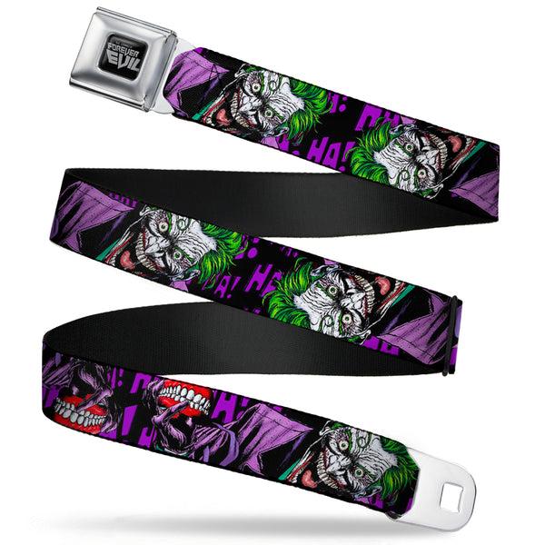 Buckle-Down DC COMICS FOREVER EVIL Full Color Black Gray Seatbelt Belt - Detective Comics Joker Holding Teeth Issue 23.1 Cover Pose/HA HA HA Black/Purples Webbing